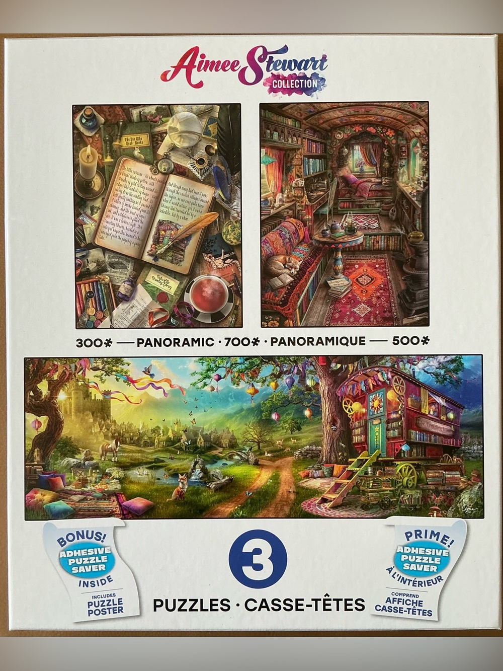 Buffalo Games Aimee Stewart 3 In 1 Multipack “Traveling Library” Jigsaw Puzzles